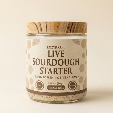 KozyKraft Live Sourdough Starter Jar