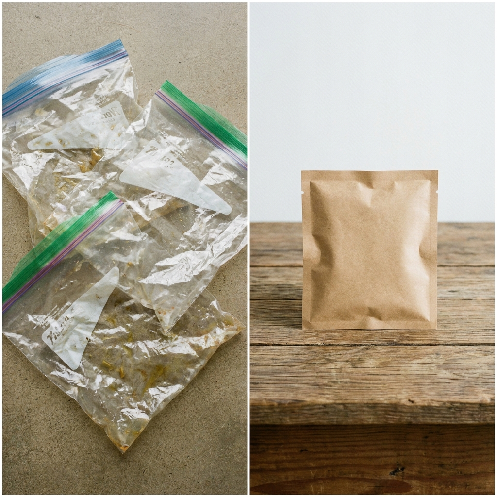 Plastic bread bags vs a small recyclable paper packet