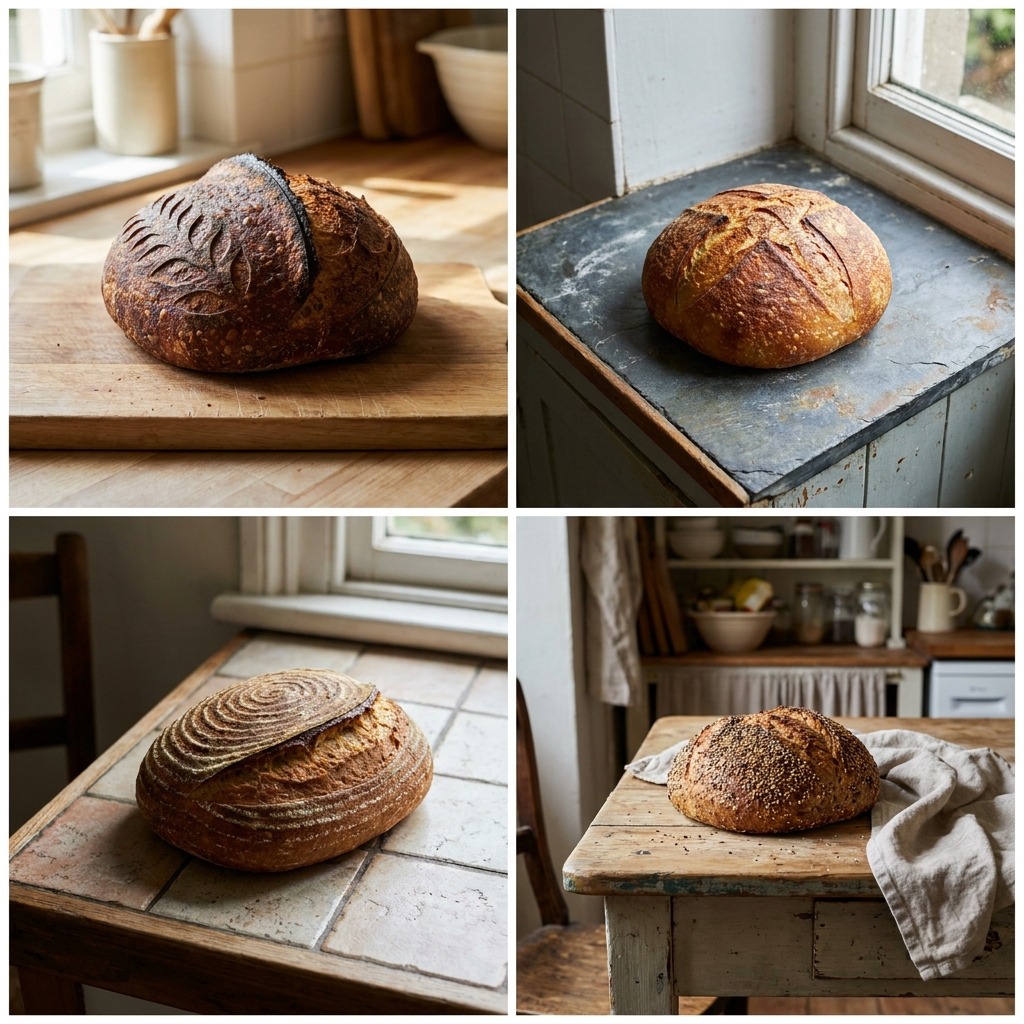 Collage of customer home-baked sourdough loaves